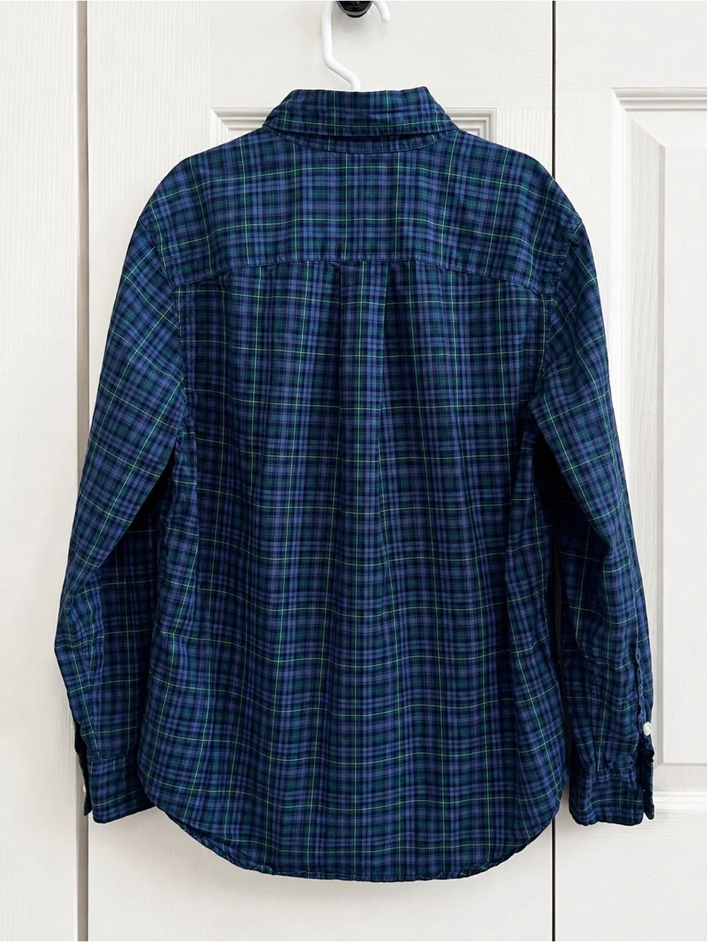 Polo by Ralph Lauren Boys' Navy Green Plaid Button-Down Shirt.  Medium 10-12